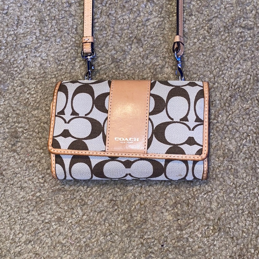 Creme Coach Crossbody Wallet